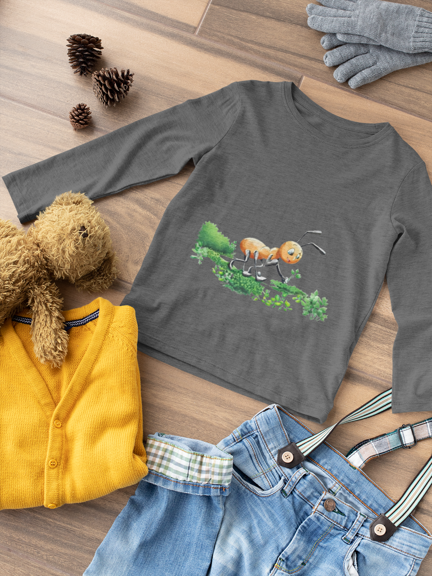 Magical Meadows - Ant Collecting Shrubs - Premium Long Sleeved Shirt Kids