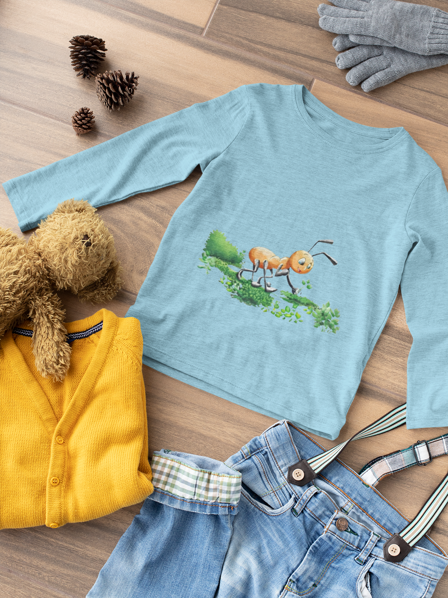 Magical Meadows - Ant Collecting Shrubs - Premium Long Sleeved Shirt Kids