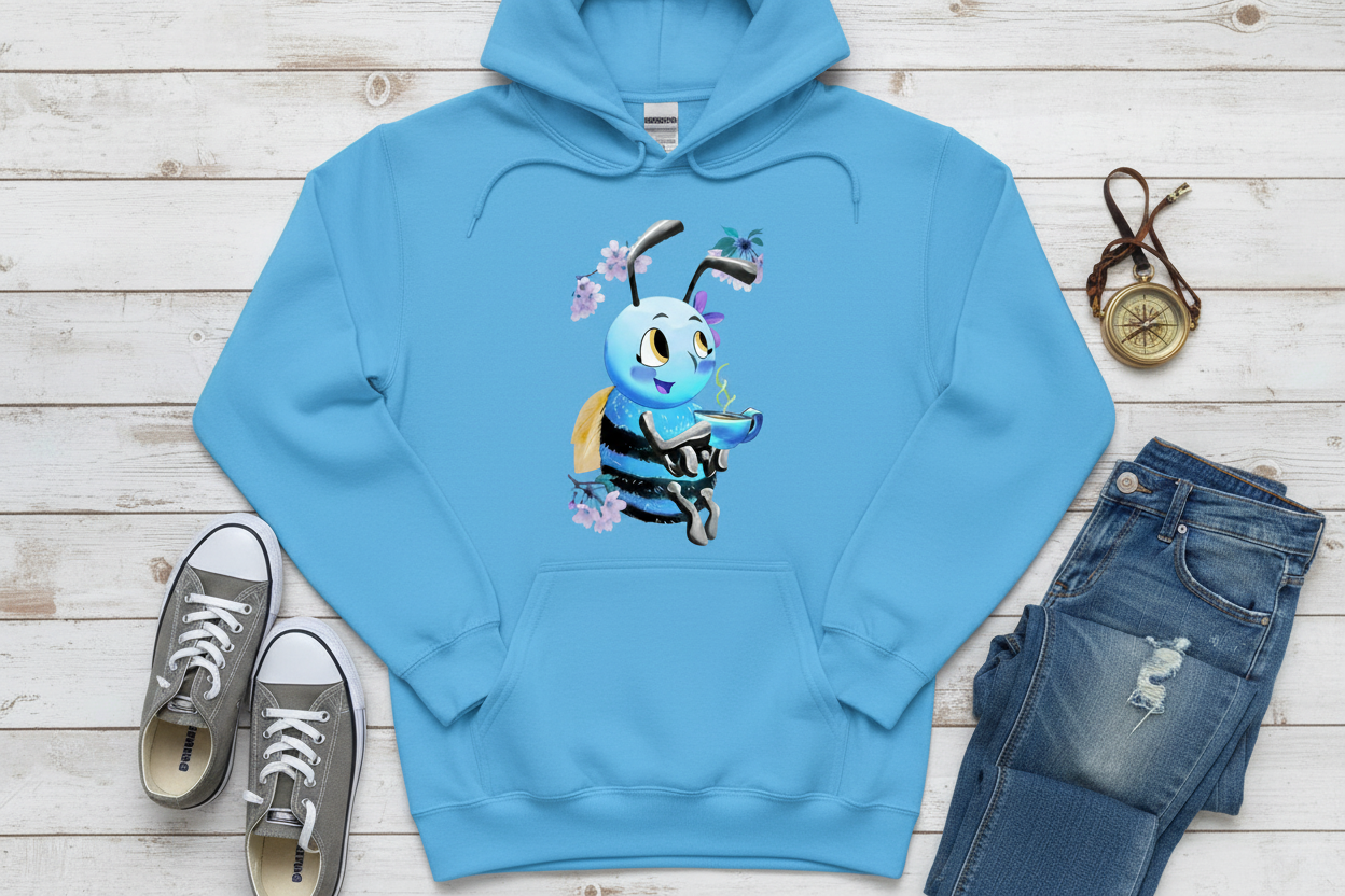 Hoodie Azul Céu com Abelha (SK)