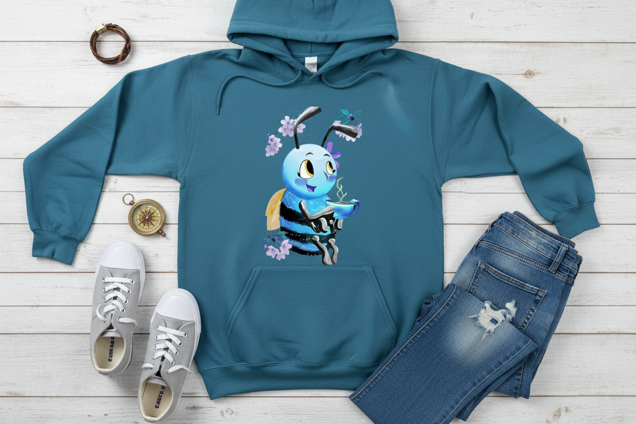 Hoodie Azul Petróleo com Abelha (PB)