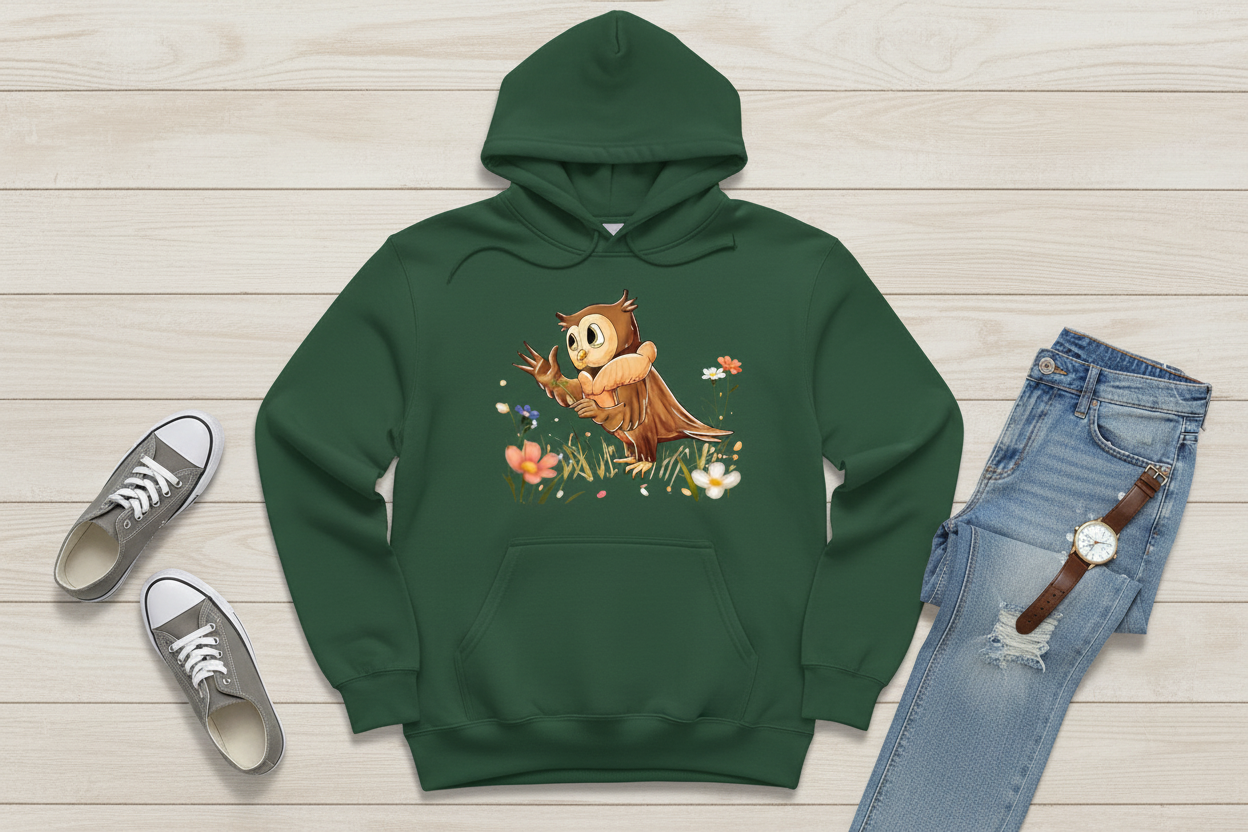 Hoodie Bottle Green (BG) - Wise Owl