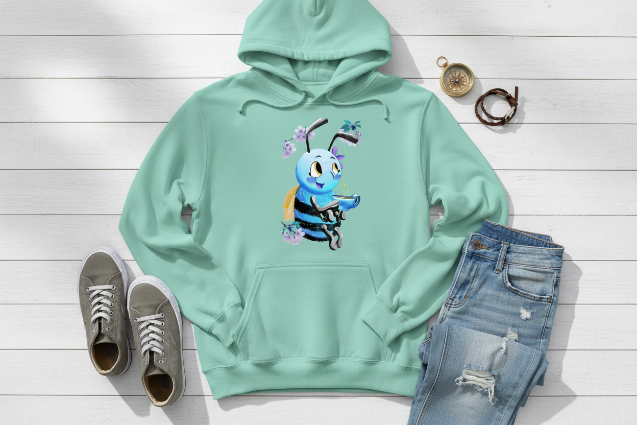 Hoodie Menta com Abelha (MO)
