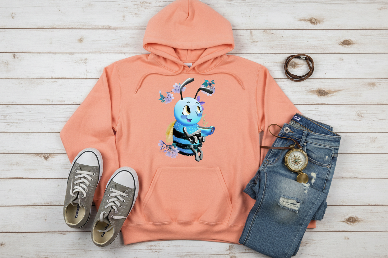 Hoodie Pêssego com Abelha (PV)