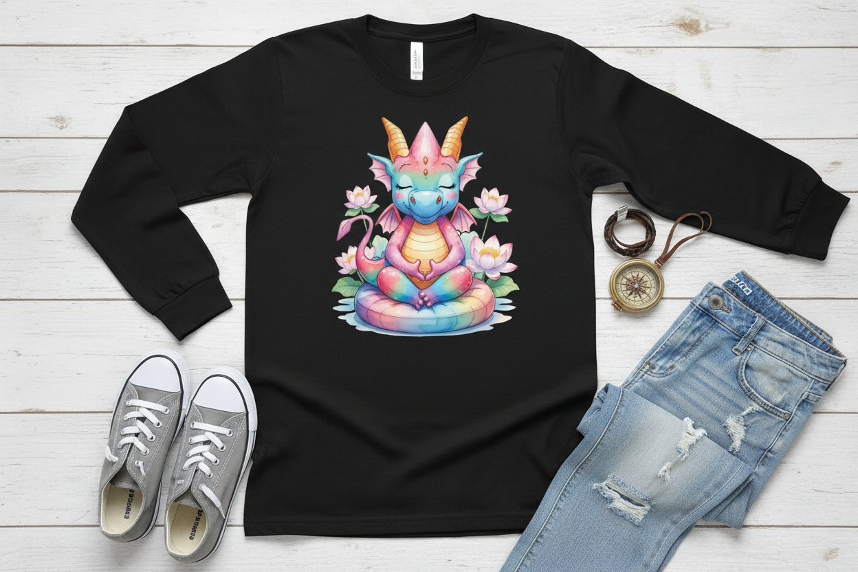 Long sleeve Preta com Dragão (BK)