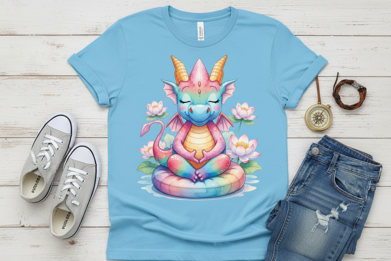 T-shirt Azul Céu com Dragão (SK)