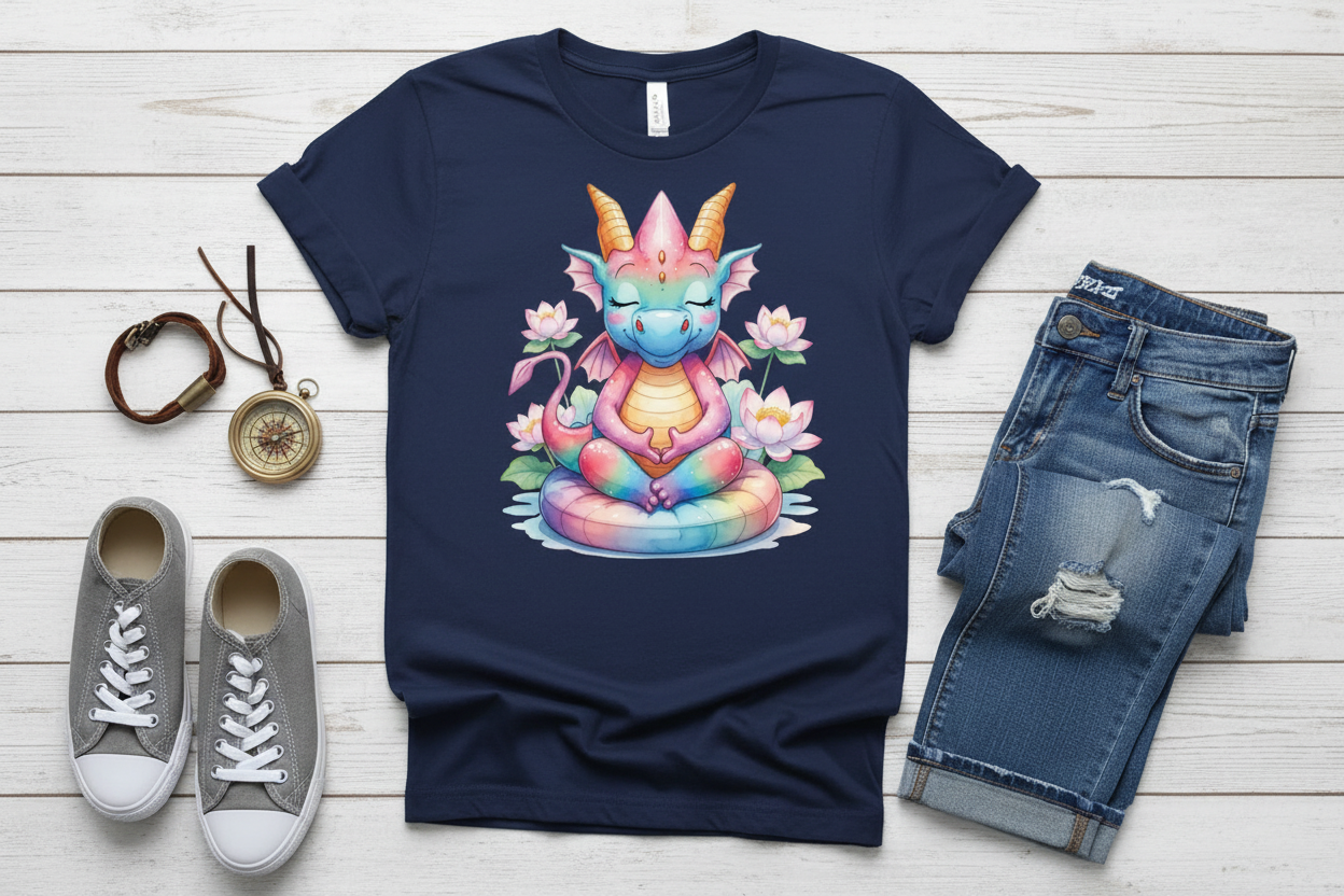 T-shirt Azul Marinho com Dragão (NY)