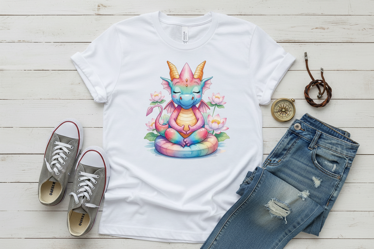 T-shirt Branca com Dragão (WH)