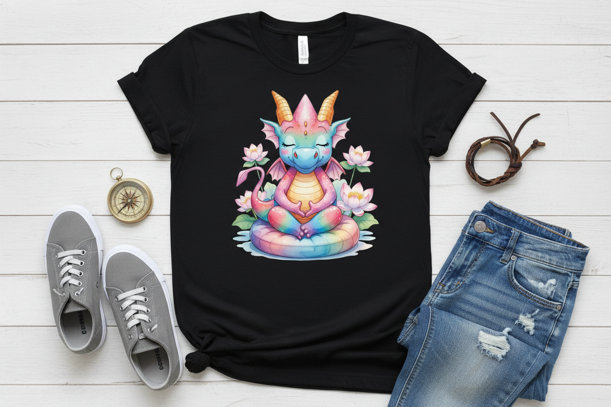 T-shirt Preta com Dragão (BK)