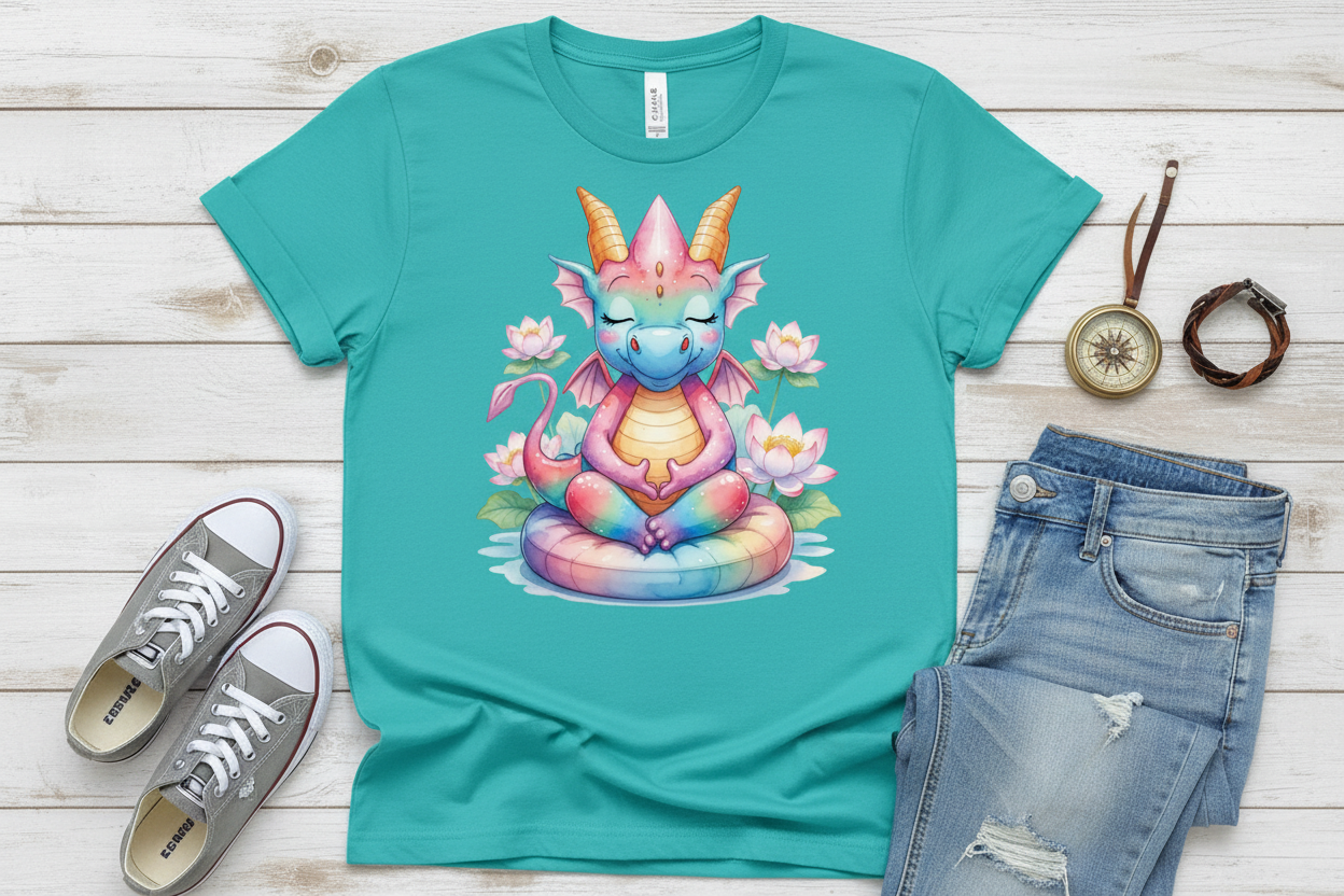 T-shirt Turquesa com Dragão (TU)