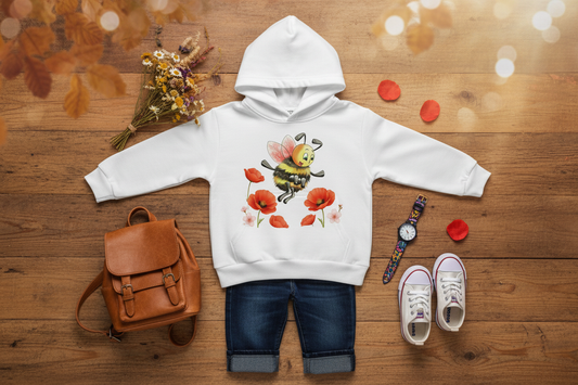 White Hoodie - Poppies